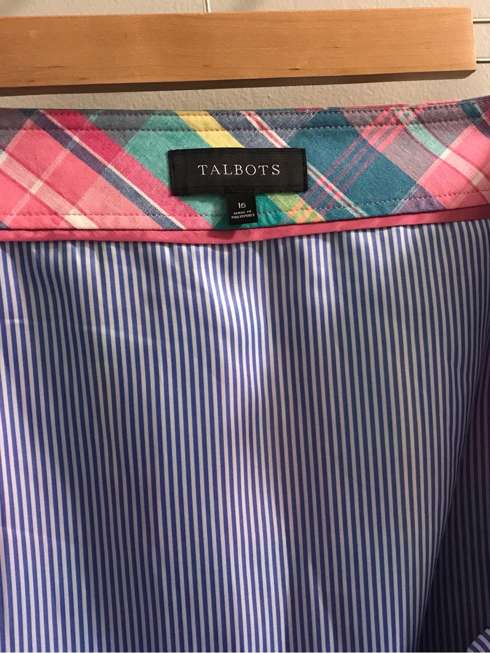 Talbots Multicolor Plaid Trim Skirt with Blue Stripe Lining - Picture 3 of 6